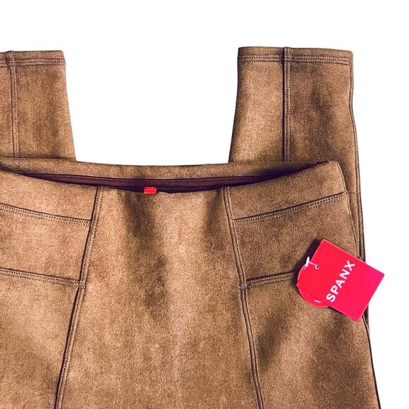 Spanx Women’s S NWT Tan Faux Suede High Rise Leggings Pants Ankle Tummy Control - Picture 6 of 12